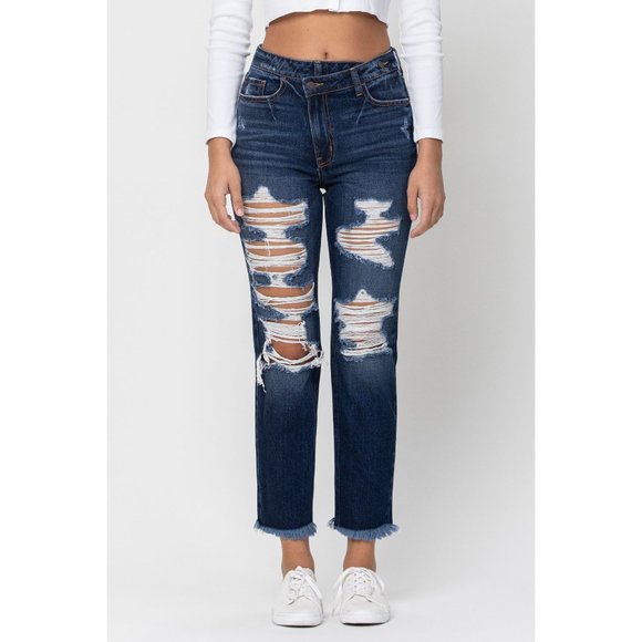 nwt 100%cotton Cross Over hi rise Jeans - Picture 2 of 4